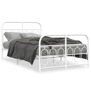 vidaXL Cadre de lit métal sans matelas et pied de lit blanc 120x190 cm