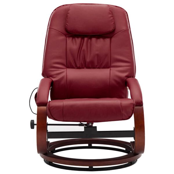 vidaXL Fauteuil de massage avec repose-pieds rouge bordeaux similicuir