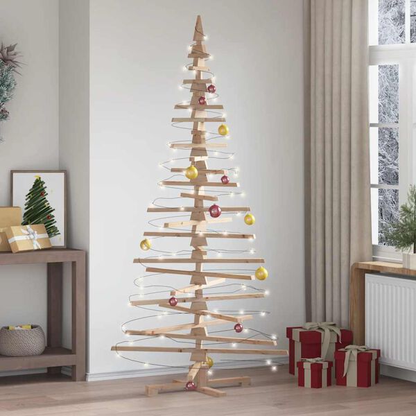 vidaXL Arbre de No&euml;l en bois pour d&eacute;coration 210 cm bois massif de pin