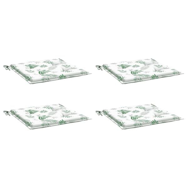 vidaXL Coussins de chaise lot de 4 motif de feuilles 50x50x4 cm tissu