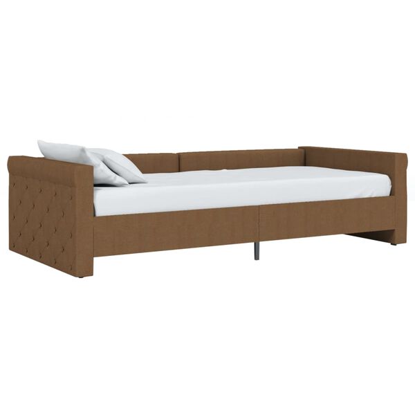 vidaXL Lit avec matelas et &eacute;clairage USB Marron Tissu 90x200 cm