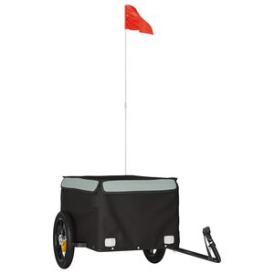 vidaXL Remorque de v&eacute;lo noir et gris 30 kg fer