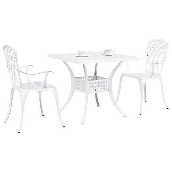 vidaXL Ensemble de tables de jardin 3 pcs Blanc Aluminium coul&eacute;