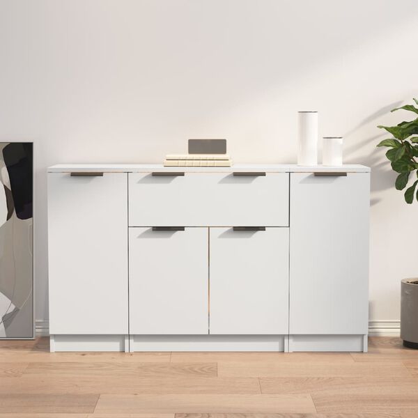 vidaXL Buffets 3 pcs Blanc Bois d'ing&eacute;nierie