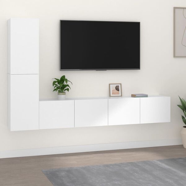 vidaXL Ensemble de meubles TV 4 pcs Blanc Bois d'ing&eacute;nierie