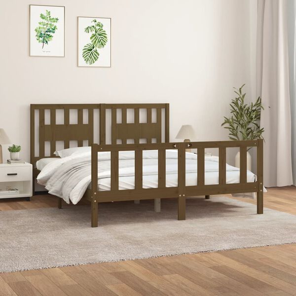 vidaXL Cadre de lit sans matelas marron bois massif