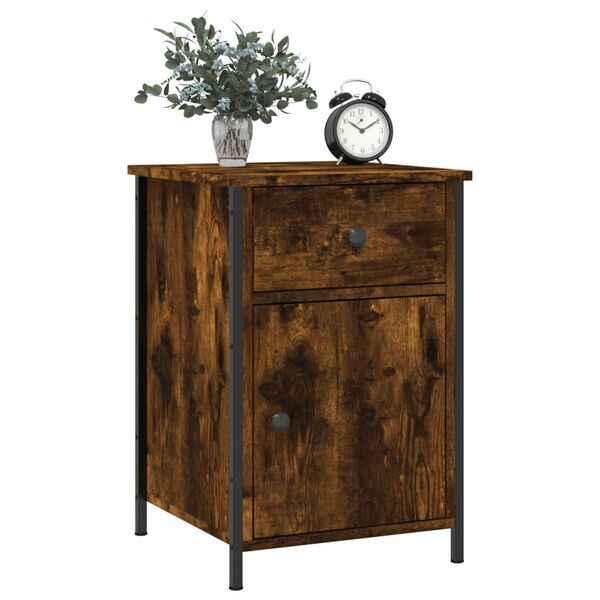 vidaXL Table de chevet chêne fumé 40x42x60 cm bois d'ingénierie