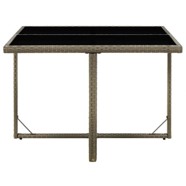 vidaXL Table de jardin Gris 109x107x74 cm Résine tressée et verre