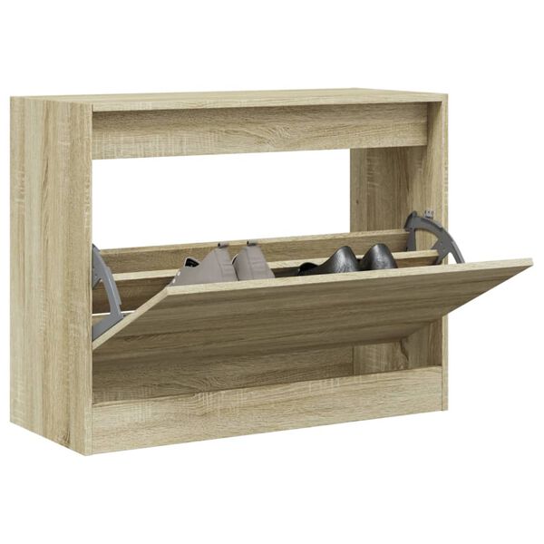 vidaXL Armoire à chaussures chêne sonoma 80x34x63 cm bois d'ingénierie