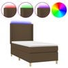 vidaXL Sommier &agrave; lattes de lit matelas LED Marron fonc&eacute; 80x200cm Tissu