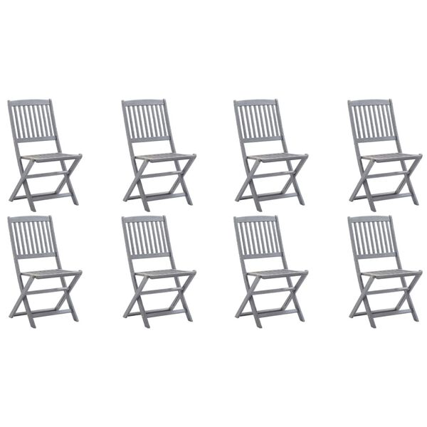 vidaXL Chaises pliables d'ext&eacute;rieur lot de 8 et coussins Bois d'acacia