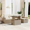 vidaXL Salon de jardin avec coussins 6 pcs beige r&eacute;sine tress&eacute;e