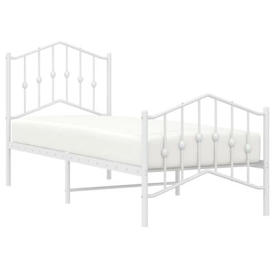 vidaXL Cadre de lit métal avec tête de lit/pied de lit blanc 75x190 cm