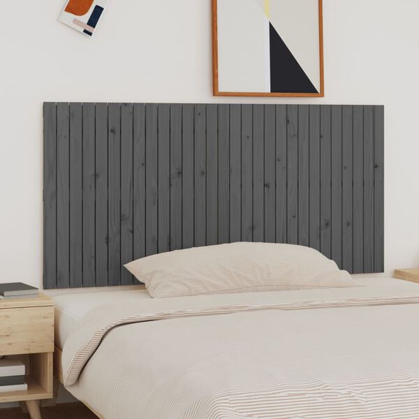 vidaXL T&ecirc;te de lit murale Gris 185x3x90 cm Bois massif de pin
