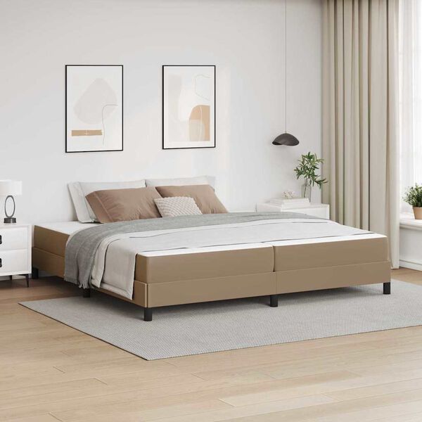vidaXL Cadre de lit avec matelas Cappuccino 200 x 200 cm tissu