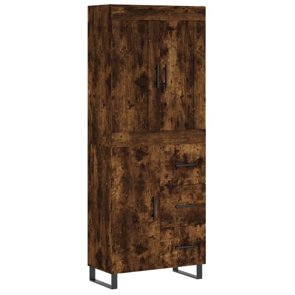 vidaXL Buffet haut Ch&ecirc;ne fum&eacute; 69,5x34x180 cm Bois d'ing&eacute;nierie