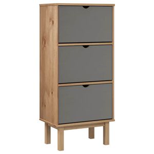 vidaXL Armoire &agrave; chaussures OTTA et 3 tiroirs Marron et gris Bois pin