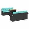 vidaXL Ensemble de canap&eacute; de jardin 7 pcs Noir et Bleu polyrotin