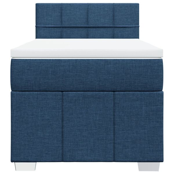 vidaXL Sommier &agrave; lattes de lit avec matelas Bleu 90x200 cm Tissu