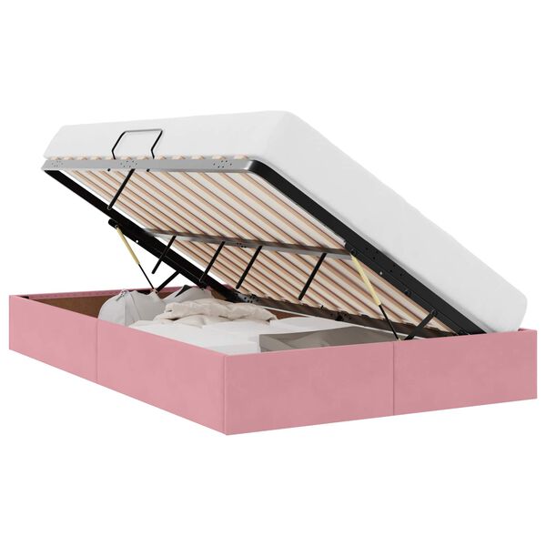 vidaXL Lit de Rangement avec stockage Rose 120 x 200 cm Velours