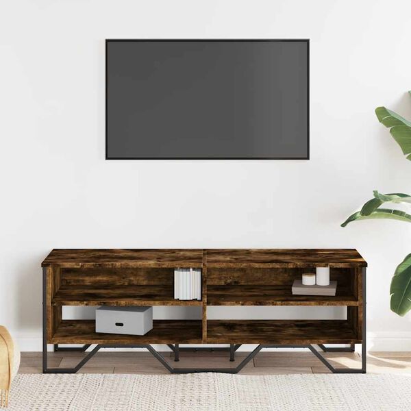 vidaXL Meuble TV chêne fumé 122x34x41 cm bois d'ingénierie