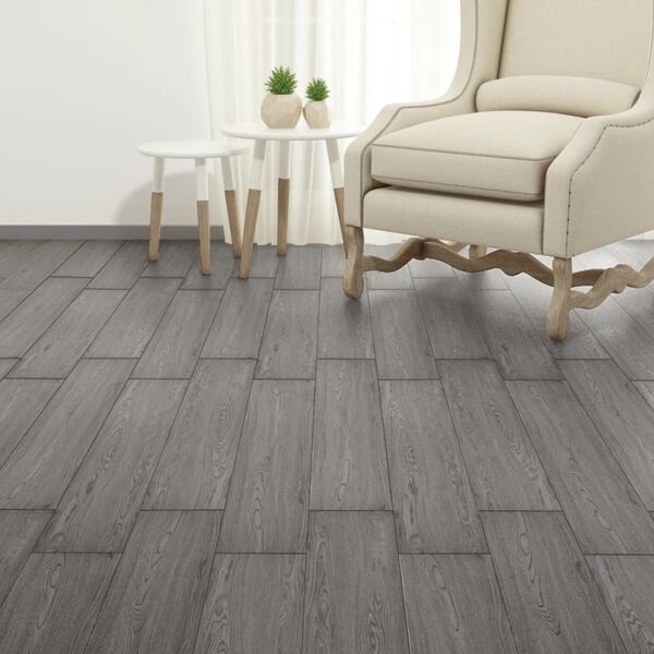 vidaXL Dalles de plancher PVC autoadh&eacute;sif 5,02 m&sup2; 2 mm gris fonc&eacute;