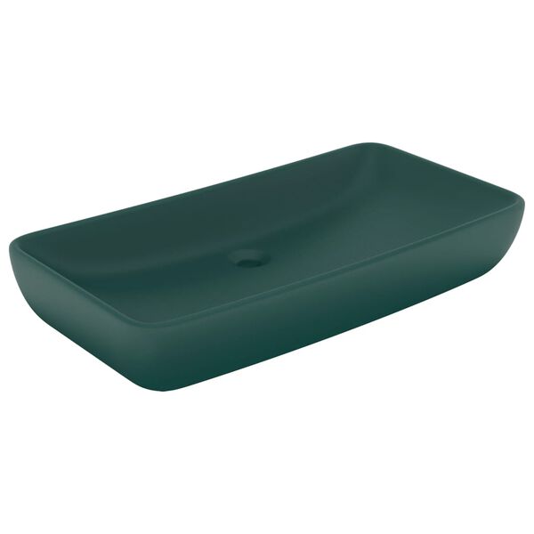vidaXL Lavabo de luxe rectangulaire Vert fonc&eacute; mat 71x38 cm C&eacute;ramique