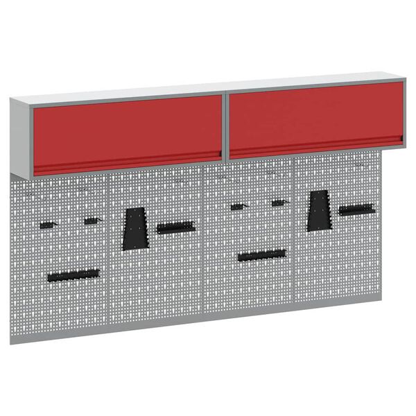 vidaXL Set de Cabinet d'Outils et Pegboard avec &eacute;tag&egrave;re 6 pcs Rouge