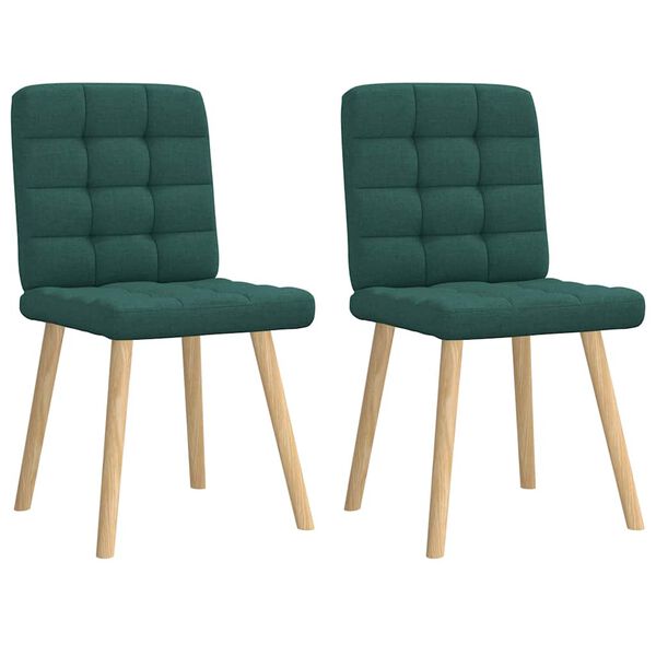 vidaXL Chaises à manger lot de 2 vert foncé tissu