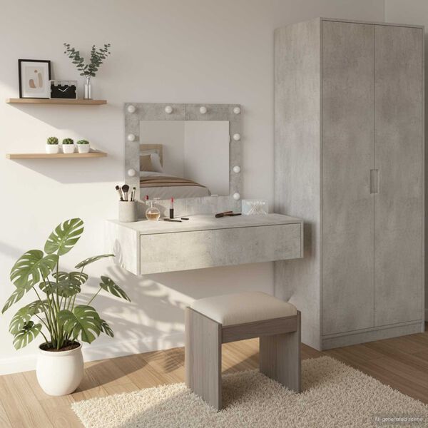 vidaXL Table de Toilette Gris 83 x 40 x 70 cm Bois d'ing&eacute;nierie