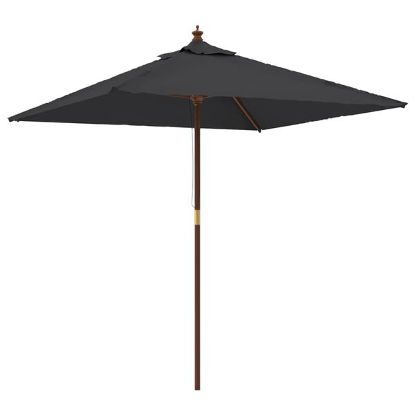 vidaXL Parasol de jardin avec m&acirc;t en bois noir 198x198x231 cm