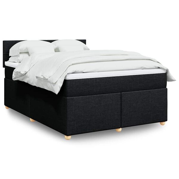vidaXL Sommier &agrave; lattes de lit avec matelas Noir 140x190 cm Tissu