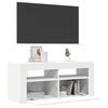 vidaXL Meuble TV avec lumi&egrave;res LED blanc 90x35x40 cm