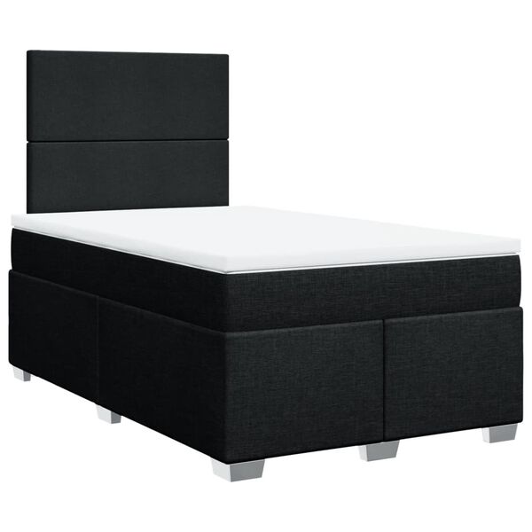 vidaXL Sommier &agrave; lattes de lit avec matelas noir 120x190 cm tissu