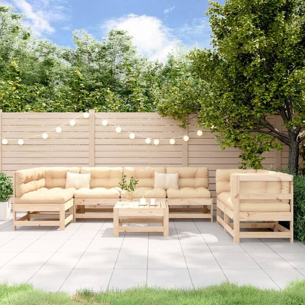 vidaXL Salon de jardin 8 pcs Bois de pin massif