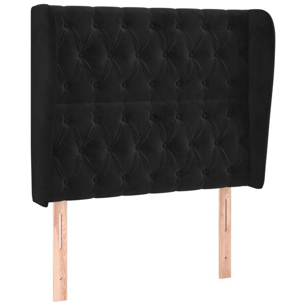 vidaXL T&ecirc;te de lit avec oreilles Noir 93x23x118/128 cm Velours