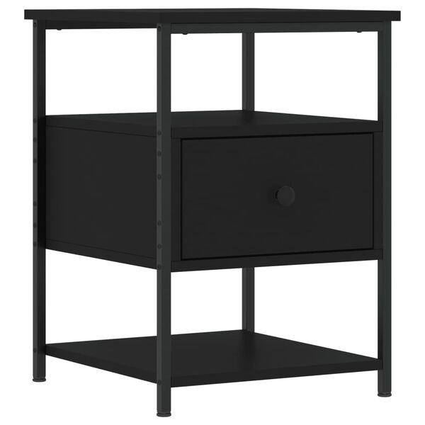 vidaXL Table de chevet noir 40x42x56 cm bois d&rsquo;ing&eacute;nierie
