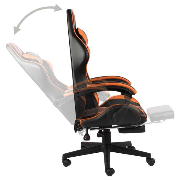 vidaXL Fauteuil de jeux vid&eacute;o et repose-pied Noir et orange Similicuir