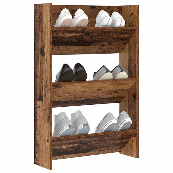 vidaXL Cabinet &agrave; chaussures avec &eacute;tag&egrave;re Bois ancien 60 x 18 x 90 cm