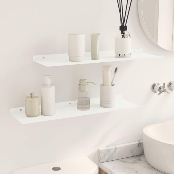 vidaXL &Eacute;tag&egrave;re flottante 2 pcs Blanc 60 x 18 x 2,5 cm Acier