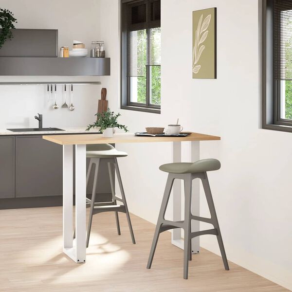 vidaXL Pieds de table de bar en U, 2 pi&egrave;ces, blanc, 50 x (100-101) cm, acier