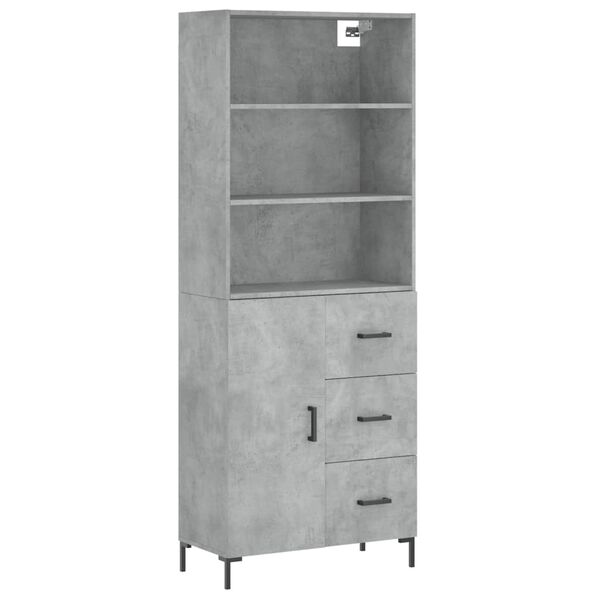 vidaXL Buffet haut Gris b&eacute;ton 69,5x34x180 cm Bois d'ing&eacute;nierie