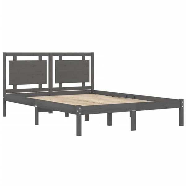 vidaXL Cadre de lit sans matelas gris 200x200 cm bois massif