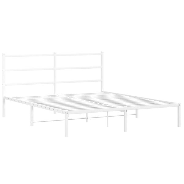 vidaXL Cadre de lit m&eacute;tal sans matelas et t&ecirc;te de lit blanc 160x200 cm