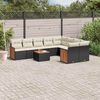 vidaXL Salon de jardin 10 pcs avec coussins noir r&eacute;sine tress&eacute;e