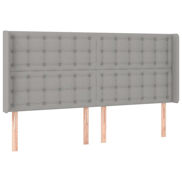 vidaXL T&ecirc;te de lit &agrave; LED Gris clair 183x16x118/128 cm Tissu