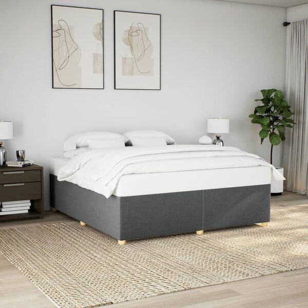 vidaXL Cadre de lit sans matelas gris fonc&eacute; 180x200 cm tissu