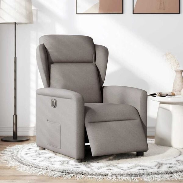 vidaXL Fauteuil inclinable &eacute;lectrique Taupe Tissu