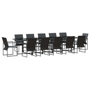 vidaXL Ensemble de salle &agrave; manger pour jardin 13 pc Noir Acier