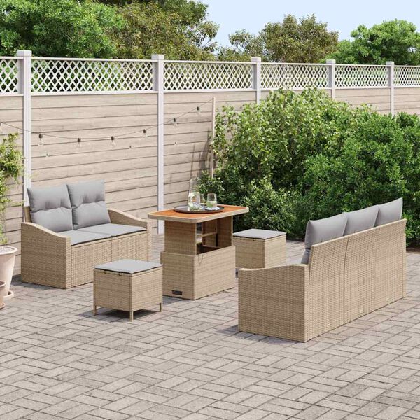 vidaXL Ensemble de canap&eacute; de jardin 8 pcs Beige et Gris clair